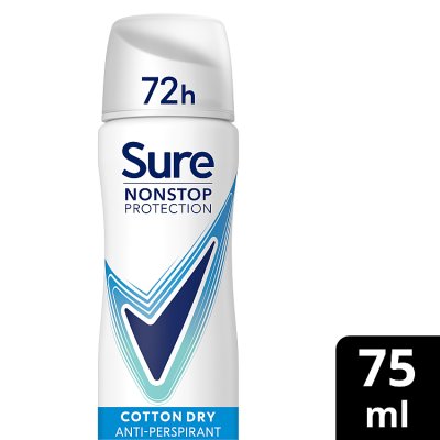 Sure Cotton Dry anti-perspirant aerosol 75ml - British product
