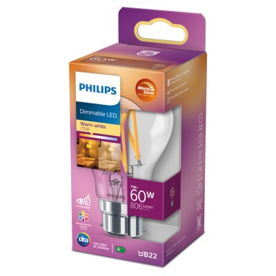 Philips LED bulb dimmable B22 8.5W, UK version