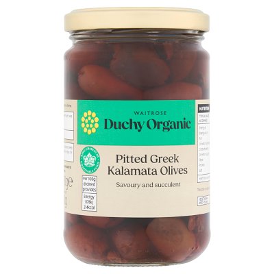 Duchy Organic pitted Kalamata olives 290g, UK version