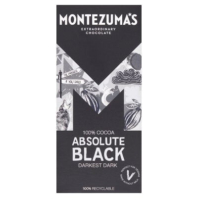 Montezuma's Absolute Black 100% cocoa dark chocolate 90g - British product