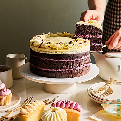 Waitrose chocolate cherry cake, imported from the UK