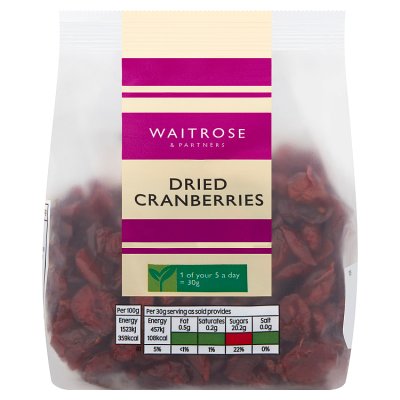 Waitrose dried cranberries 180g, UK version