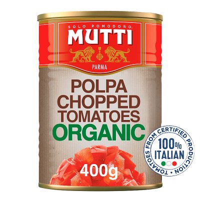 Mutti organic chopped tomatoes 400g can, UK version