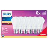 Philips LED warm white B22 bulb 8W six pack, UK version