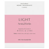 Aromaworks Basil and Lime light candle 220g - British product