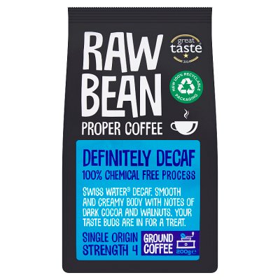 Raw Bean Definitely Decaf ground coffee 200g - British product
