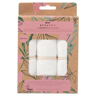 Stylpro organic bamboo face cloths 3 pack (British brand)