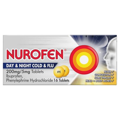 Nurofen Day & Night cold relief tablets 16s, imported from the UK