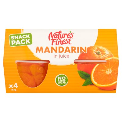 Nature's Finest mandarin segments in juice snack pack 4x113g (British brand)
