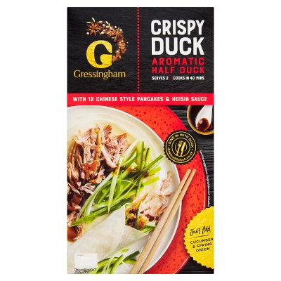Gressingham crispy duck with pancakes and hoisin 540g, imported from the UK
