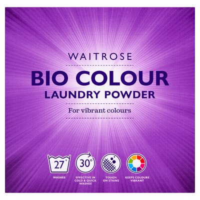 Waitrose Colour Bio laundry powder 1.35kg, imported from the UK