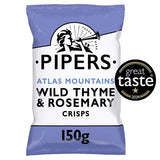 Pipers wild thyme and rosemary crisps 150g, imported from the UK