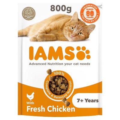 IAMS dry cat food senior chicken 800g (British brand)