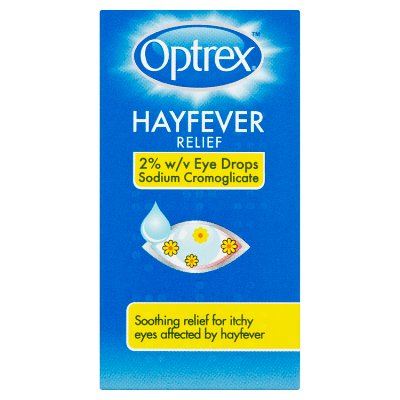 Optrex hayfever relief eye drops 10ml bottle, UK version