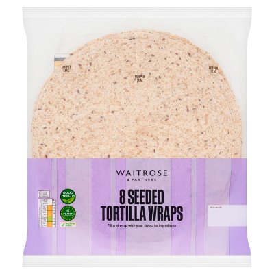 Waitrose seeded tortilla wraps 8 pack, imported from the UK