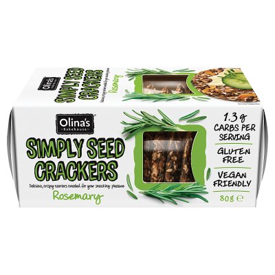Olina's rosemary crackers 80g, imported from the UK