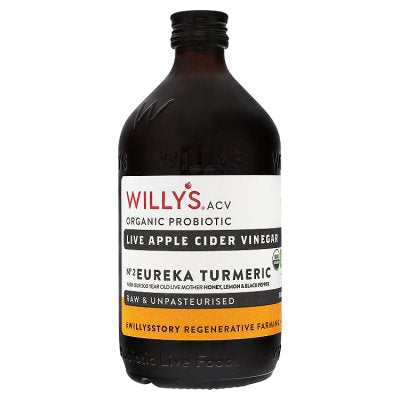 Willy's organic apple cider vinegar with turmeric and lemon 500ml (British brand)