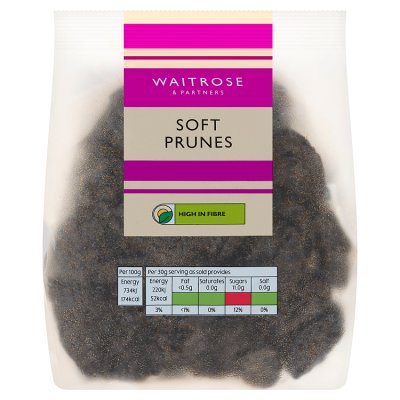 Waitrose soft pitted prunes 250g pack (British brand)
