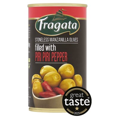 Fragata stoneless Manzanilla olives filled with piri piri 350g (British brand)