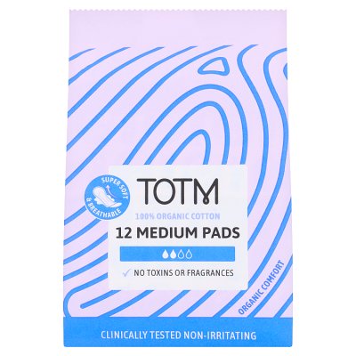 TOTM organic cotton pads medium flow 12 count - British product