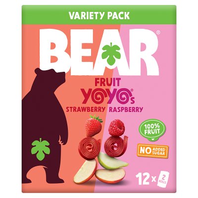 BEAR Fruit Yoyos strawberry and raspberry fruit rolls 12x20g (British brand)