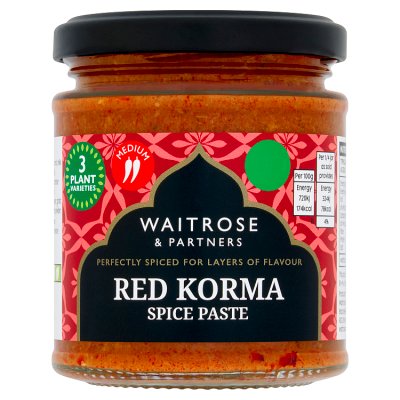 Waitrose Red Korma Paste 180g glass jar, UK version