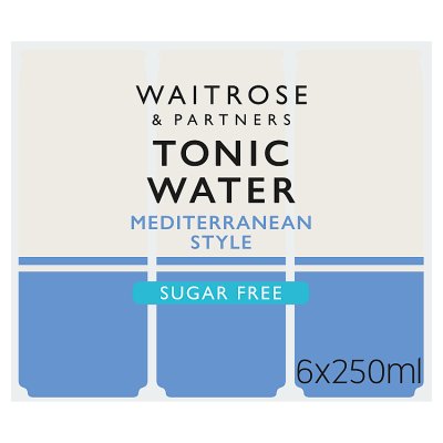 Waitrose sugar free Mediterranean style tonic water 6x250ml, UK version