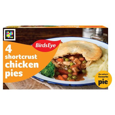 Birds Eye frozen shortcrust chicken pies 4x155g, UK version