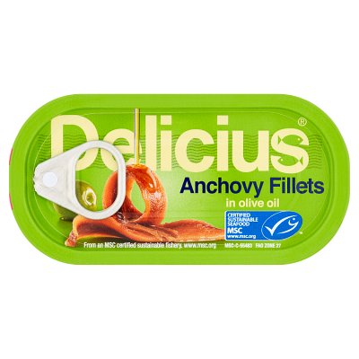 Delicius MSC anchovies in olive oil 46g (British brand)