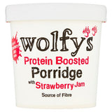 Wolfy's protein porridge pot with strawberry jam 91g, imported from the UK