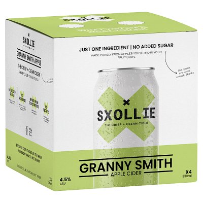 Sxollie Granny Smith cider cans 4x330ml - British product