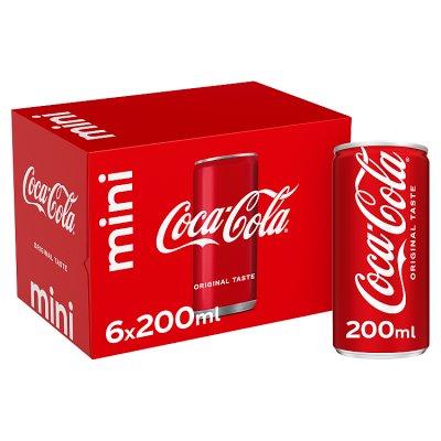 Coca Cola Original Taste soft drink 6x200ml cans (British brand)