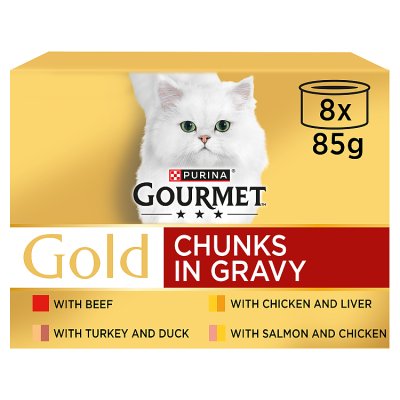 Purina Gourmet Gold cat food chunks in gravy 8x85g - British product