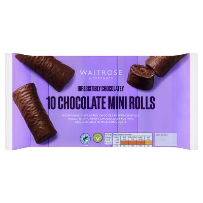 Waitrose chocolate mini rolls 10 pack (British brand)