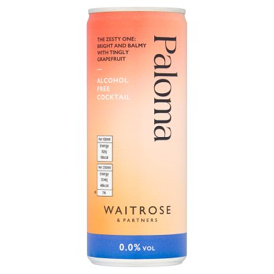 Waitrose non-alcoholic Paloma cocktail 250ml can (British brand)