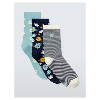 Ankle socks navy ditsy stripe 3 pack size 3 - British product