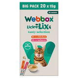 Webbox Lick-e-Lix mixed flavour cat treat sachet, imported from the UK
