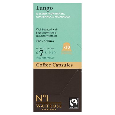 Waitrose No.1 Lungo coffee capsules 10 pack, 54g (British brand)