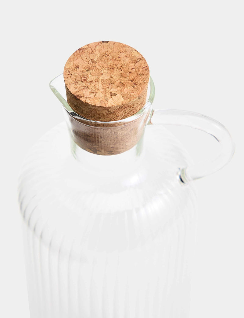 Large ribbed glass pourer for oils and vinegars, UK version