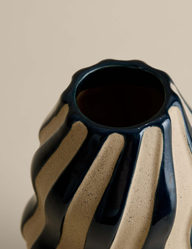 Large striped ceramic vase 30cm height, UK version