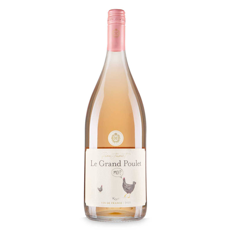 Le Grand Poulet rosé wine magnum, imported from the UK