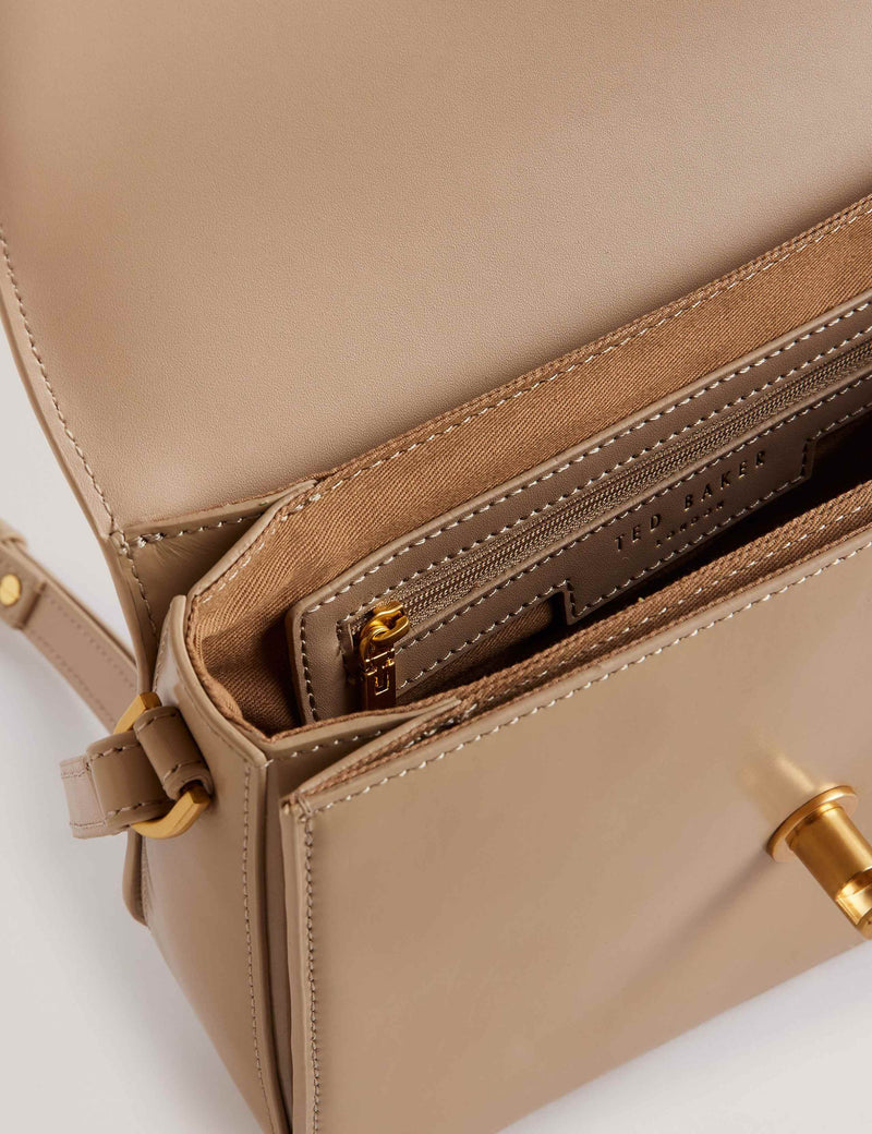 Ted Baker leather cross body bag with gold hardware, imported from the UK