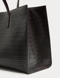 Autograph leather embossed tote bag, structured rectangular shape, UK version