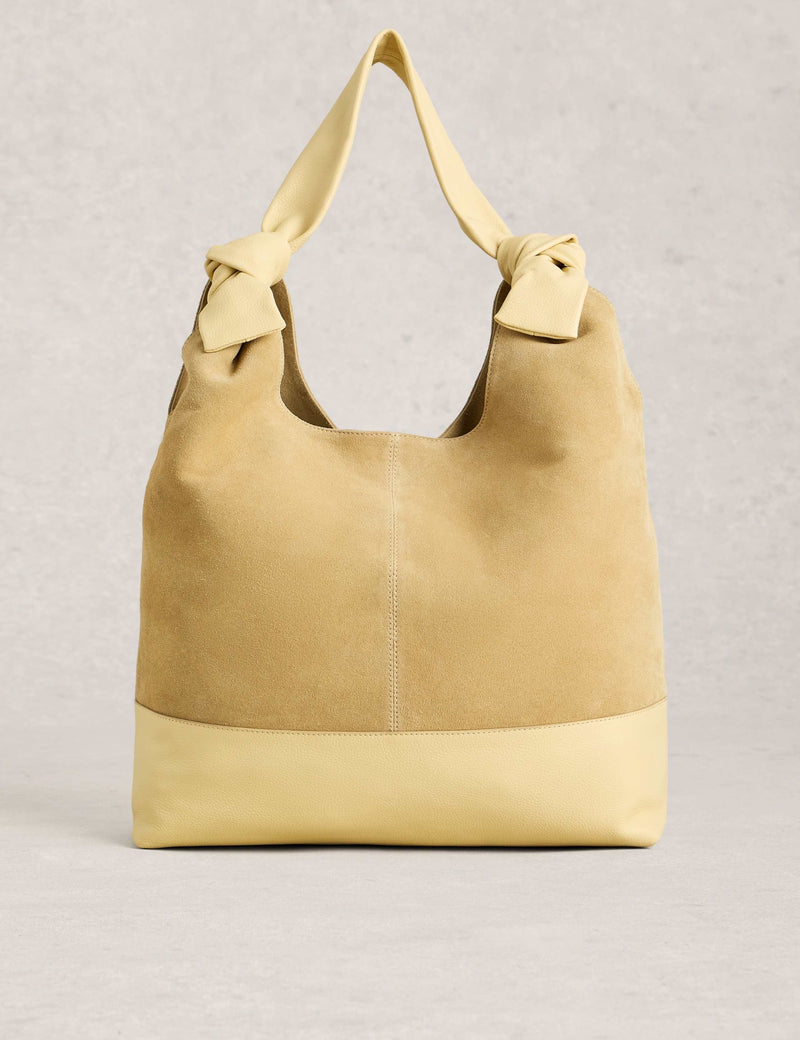 White Stuff leather knot shoulder bag with suede (British brand)
