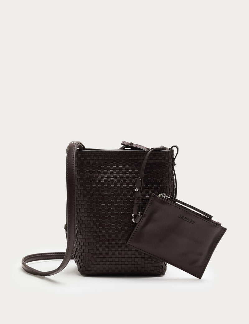 Jaeger leather lattice cross body bag (British brand)