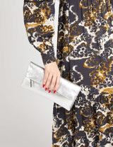 M&S Jones Bootmaker Leather Metallic Foldover Clutch Bag- Buy online at McGrocer