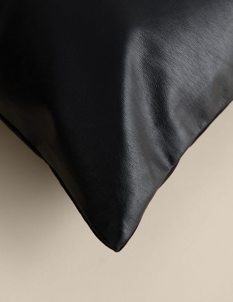 Leather panel cushion with feather filling 50cm (British brand)