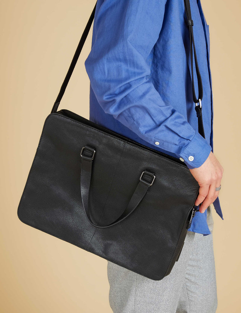 Jones Bootmaker leather pebble grain messenger bag, imported from the UK