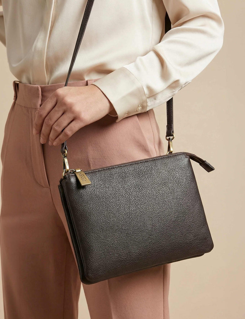 Jones Bootmaker leather shoulder bag small, imported from the UK