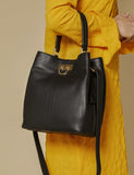 Jones Bootmaker leather shoulder bag with gold-tone hoop, imported from the UK